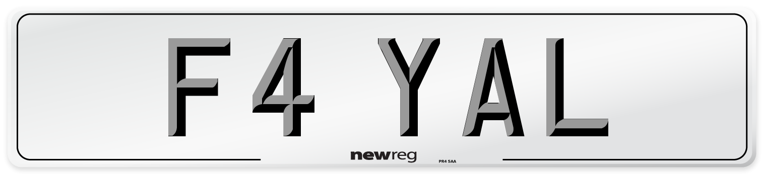 F4 YAL Number Plate from New Reg